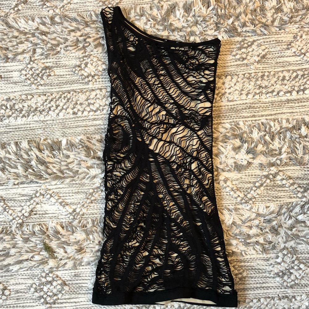 BEBE Fitted One Shoulder Dress